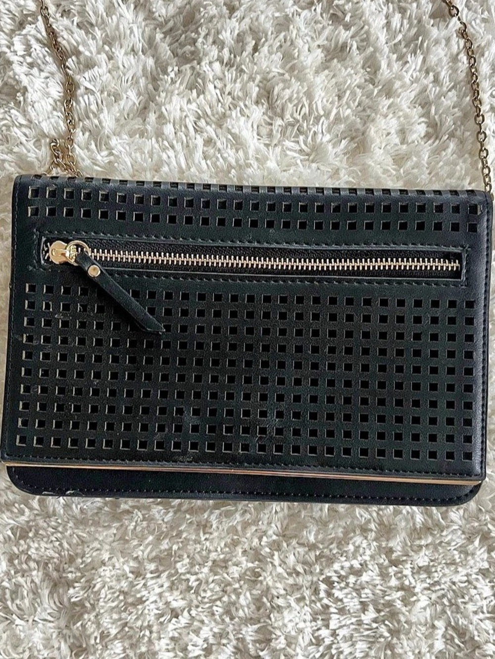 Black Perforated Crossbody Bag Like New